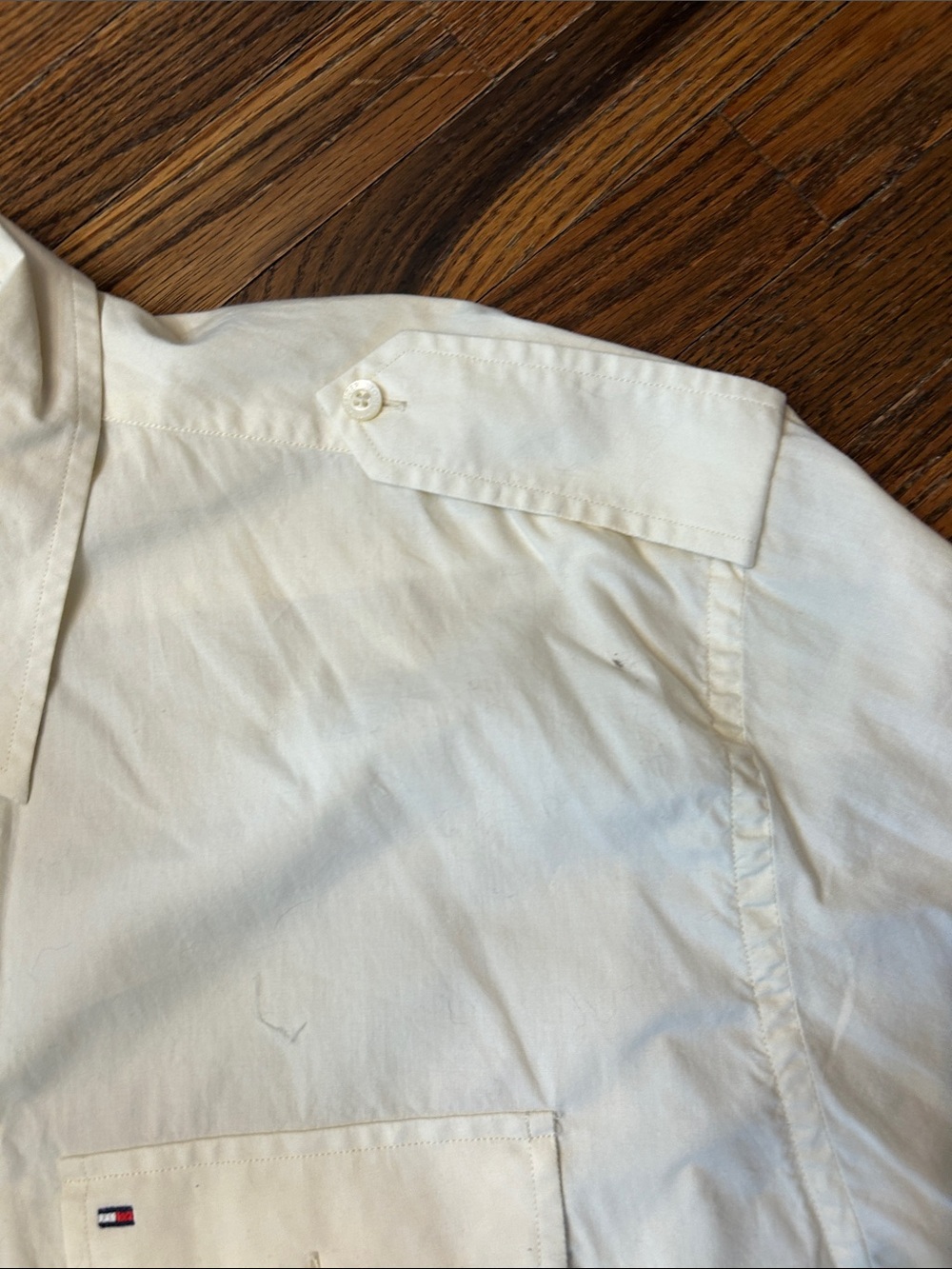 Tommy Hilfiger Men’s Off-White Long-Sleeve Button-Up Shirt - Picture 7 of 10